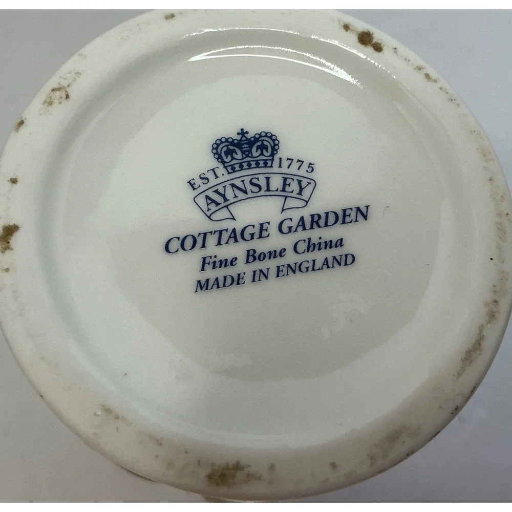 Aynsley Vintage Cottage Garden Vase Butterfly Floral Bone China 7in English Styl